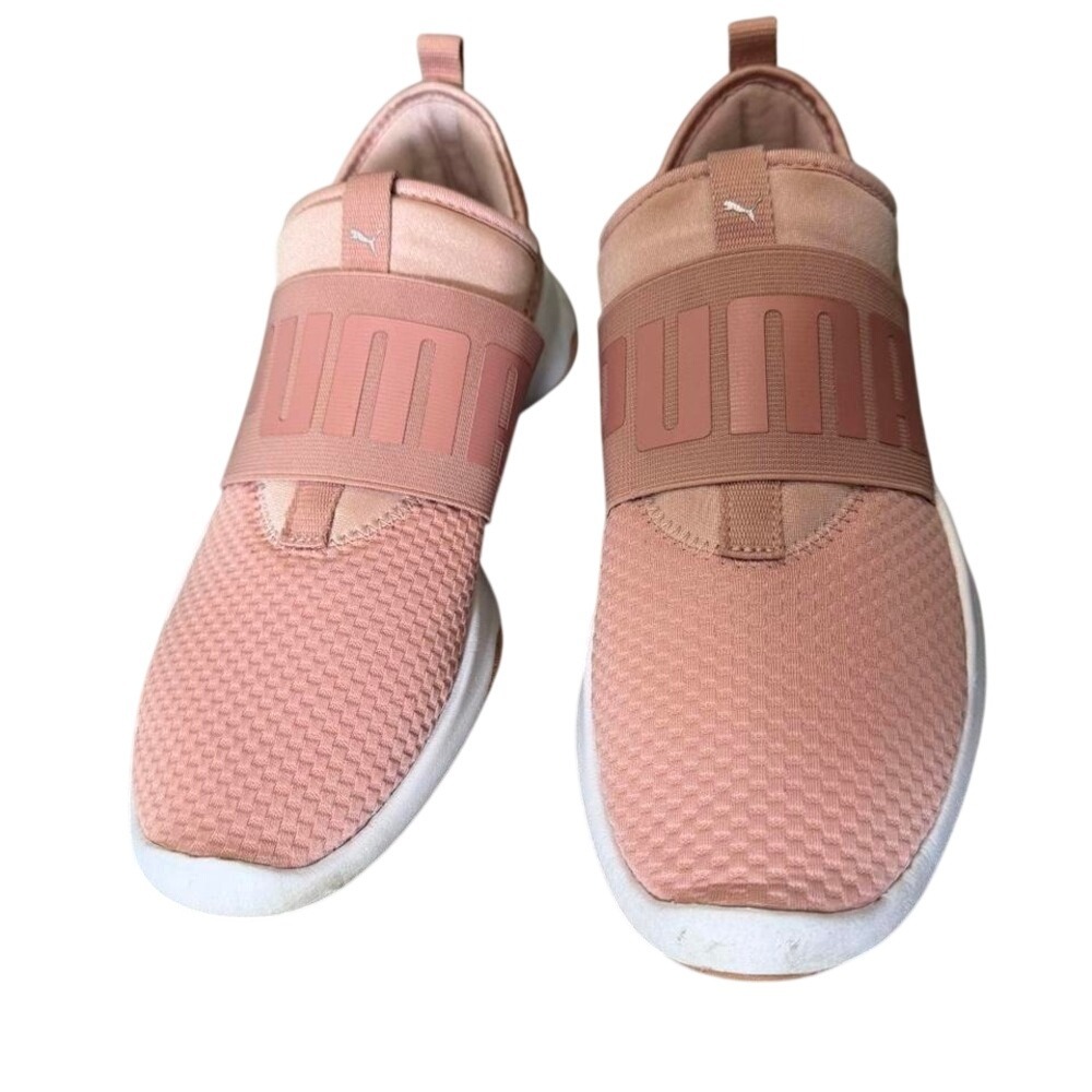 PUMA Women's Dare Peach Beige 8.5 Sneakers Athletic Slip On Shoes Elastic Pink